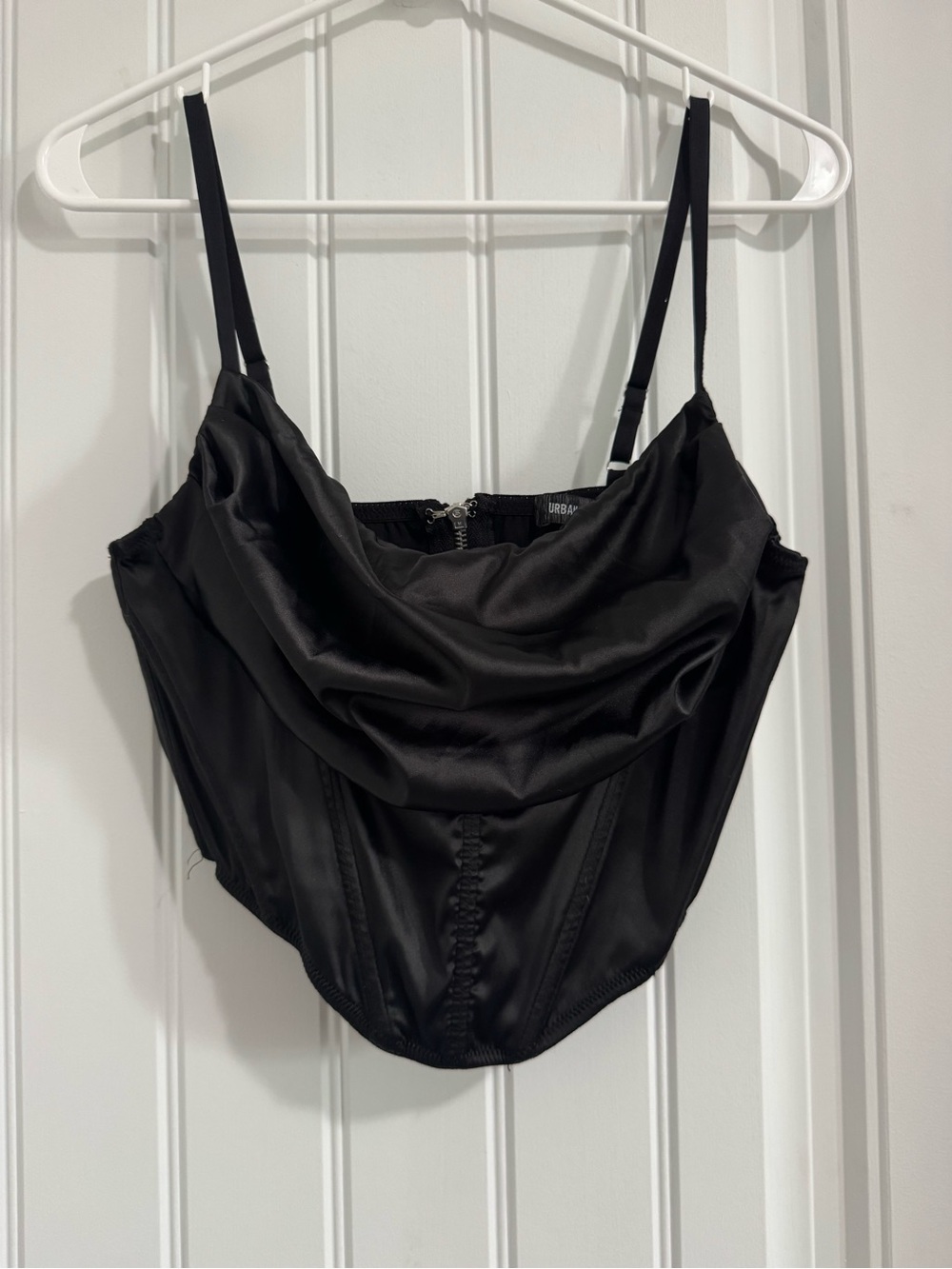 Urban Outfitters Black Satin Draped Bustier Cami